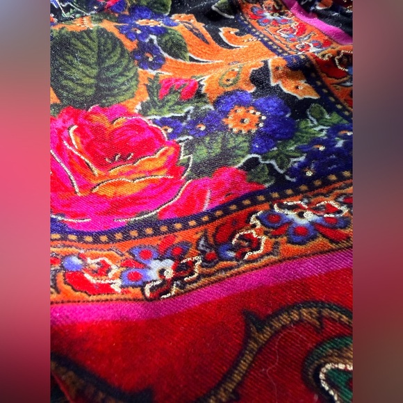 💫Stunning Vintage 90s Y2K Vivid Velvet Floral Paisley Patchwork Long Sleeve Top - Picture 15 of 15